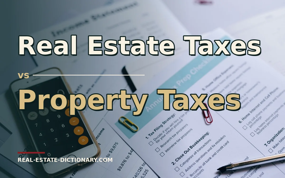 Real Estate Taxes vs Property Taxes — Real Estate Dictionary comparison