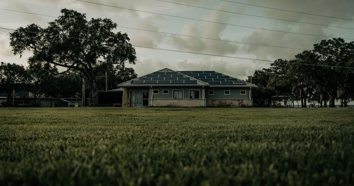Modern energy-efficient home with rooftop solar panels